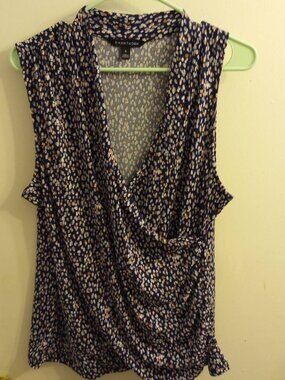 Sz XL  41 Hawthorne - Benni Wrap Front Moss Crepe Knit Top